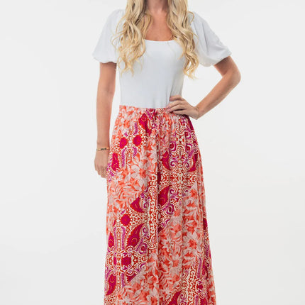 White Birch Full Size High Waisted Floral Woven Skirt - Image 1