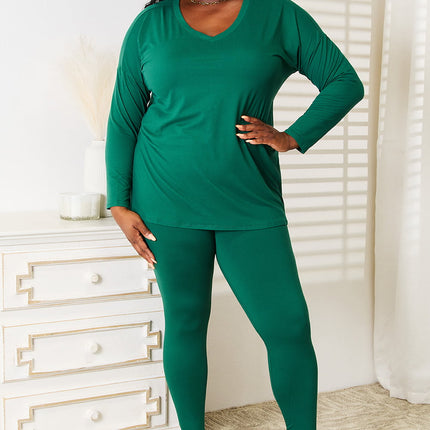 Zenana Lazy Days Full Size Long Sleeve Top and Leggings Set - Image 1