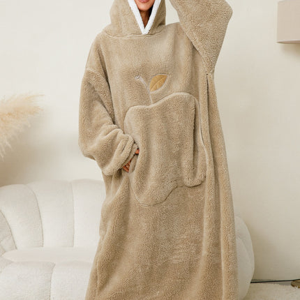 Pocketed Contrast Long Sleeve Hooded Lounge Dress - Image 9