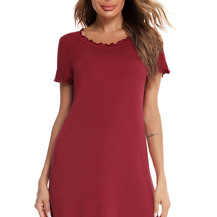 Round Neck Short Sleeve Lounge Dress - Image 3