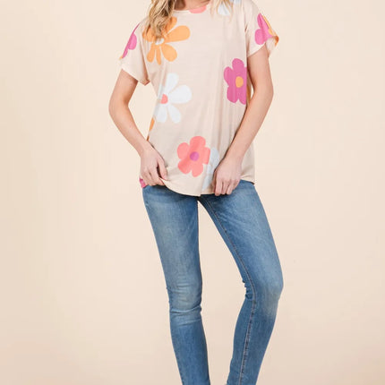 BOMBOM Floral Short Sleeve T-Shirt - Image 4