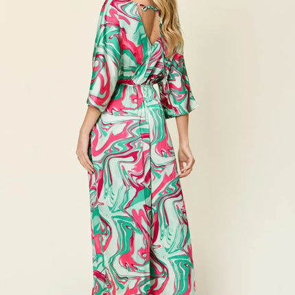 Double Take Full Size Half Sleeve Wide Leg Jumpsuit - Image 3