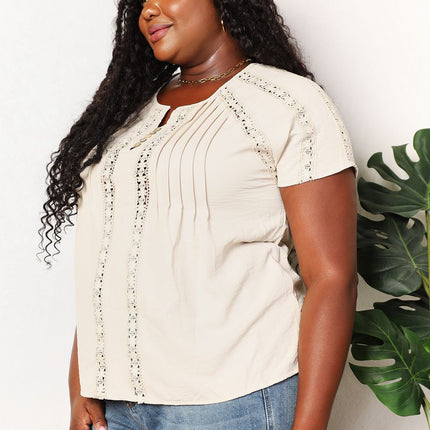 Double Take Crochet Buttoned Short Sleeves Top - Image 3