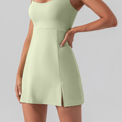 Square Neck Sleeveless Slit Mini Active Dress - Image 4