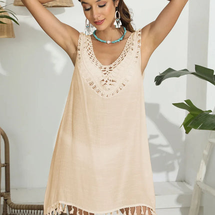 Tassel Scoop Neck Wide Strap Cover-Up - Image 15