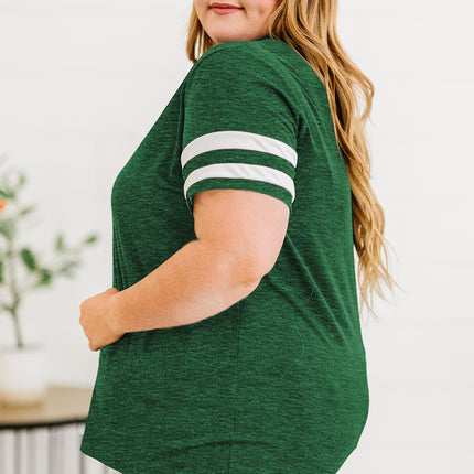 Plus Size Striped V-Neck Tee Shirt - Image 33