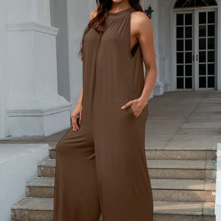 Double Take Full Size Tie Back Cutout Sleeveless Jumpsuit - Image 6