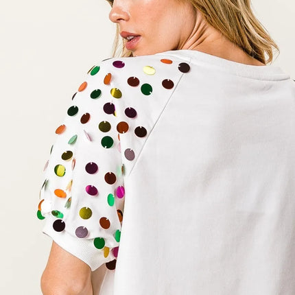 BiBi Metallic Letter Spangle Raglan Puff Sleeve Top - Image 17