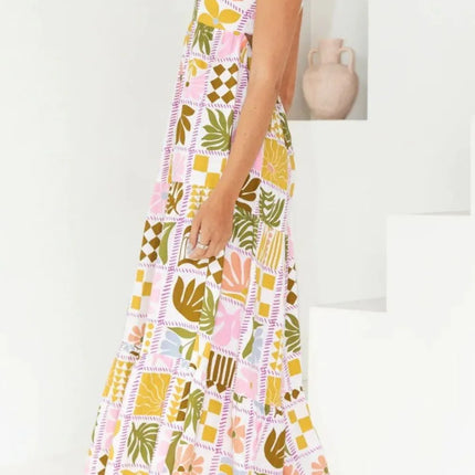 Cutout Back Printed Square Neck Maxi Cami Dress - Image 15