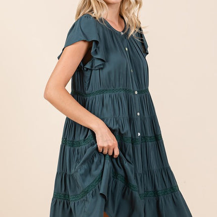 Mittoshop Lace Detail Ruffled Button Down Tiered Dress - Image 3