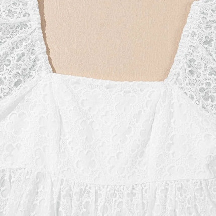 Lace Puff Sleeve Empire Waist Mini Dress - Image 9
