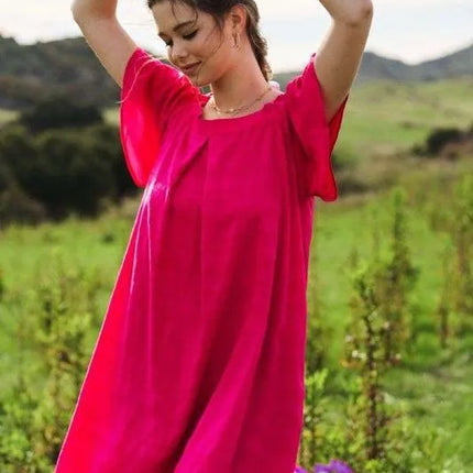 Davi & Dani Textured Ruffle Boat Neck Shift Dress - Image 4