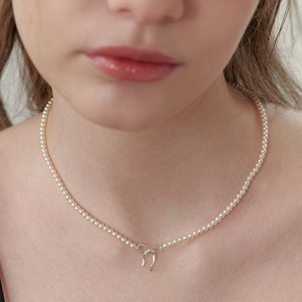 Copper Pearls Bow Necklace - Image 4