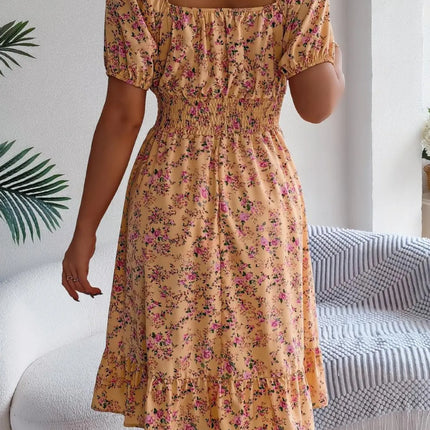 Ruffled Hem Floral Puff Sleeve Dress - Image 23