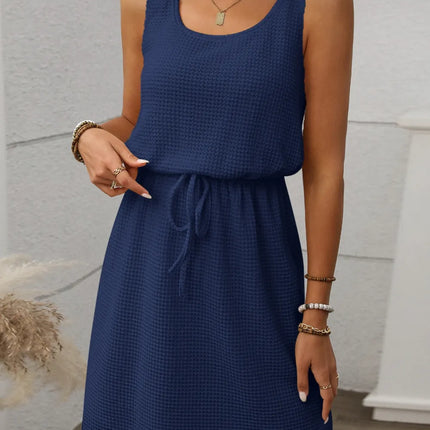Waffle-Knit Drawstring Mini Tank Dress - Image 23