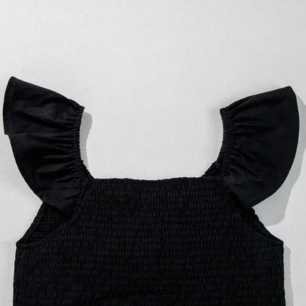 V Neck Ruffled Cap Sleeve Smocked Maxi Dress - Image 5