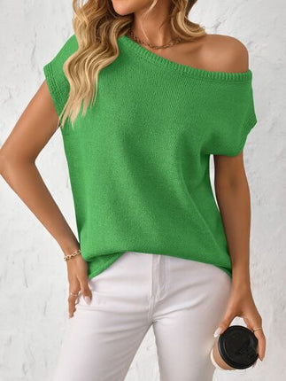 Mandy Boat Neck Short Sleeve Knit Top - Image 16
