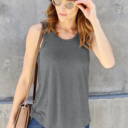 Basic Bae Full Size Round Neck Curved Hem Tank - Image 1