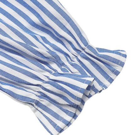 Striped Half Sleeve Mini Shirt Dress - Image 8