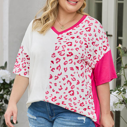 Plus Size Leopard V-Neck T-Shirt - Image 5