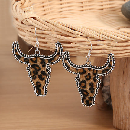 Alloy Animal Print Cow Head Earrings - Image 3