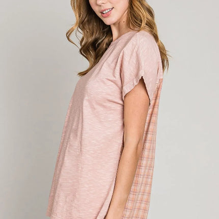 Cotton Bleu by Nu Label Plaid Short Sleeve T-Shirt - Image 3