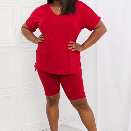 Zenana Full Size Quiet Moments Brushed Lounge Set in Burgundy - Image 4