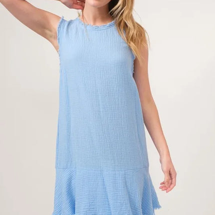 Washed Fringe Detail Tiered Dress - Image 4