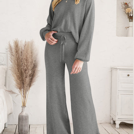 Long Sleeve Lounge Top and Drawstring Pants Set - Image 7