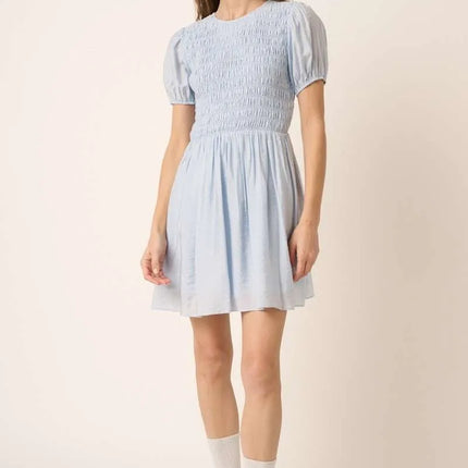 Mittoshop Smocking Detail Puff Sleeve Mini Dress - Image 5