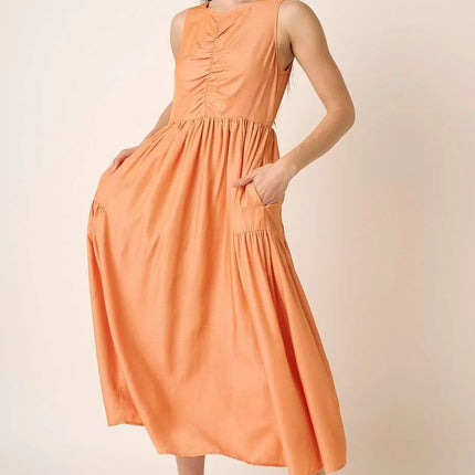 Mittoshop Ruched Detail Sleeveless Midi Dress - Image 2