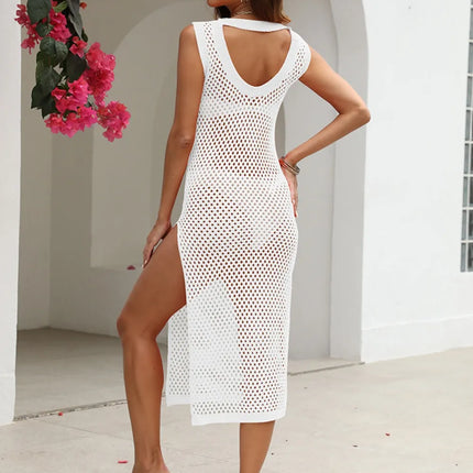 Cutout Openwork Round Neck Sleeveless Cover-Up - Image 10