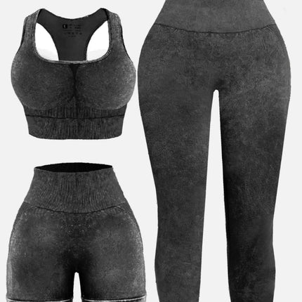 3 Piece Washed Square Neck Wide Strap Active Set - Image 13