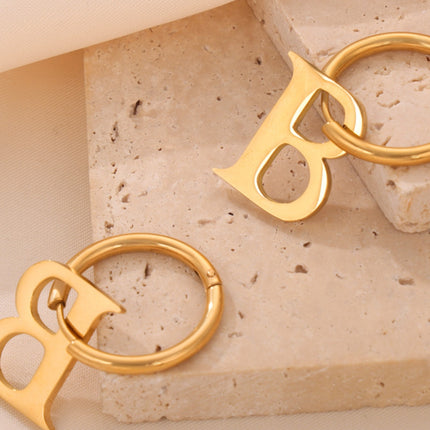 Titanium Steel Letter Hoop Earrings - Image 3