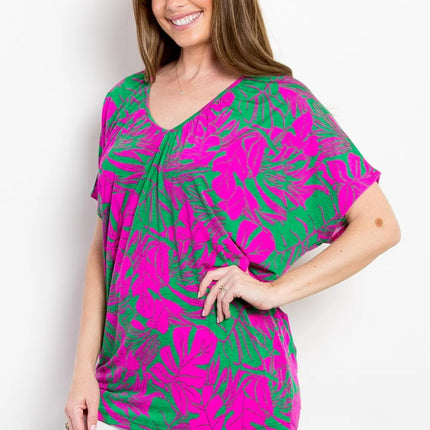 Be Stage Contrast Printed Short Sleeve Top - Image 3