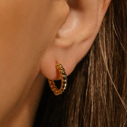 18K Gold-Plated Stainless Steel Huggie Earrings - Image 1