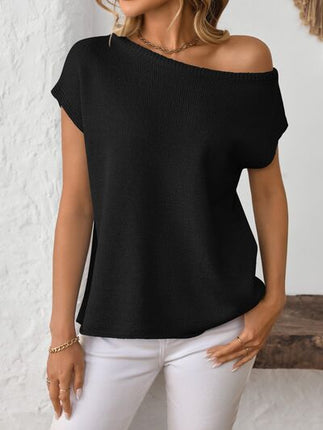 Mandy Boat Neck Short Sleeve Knit Top - Image 11