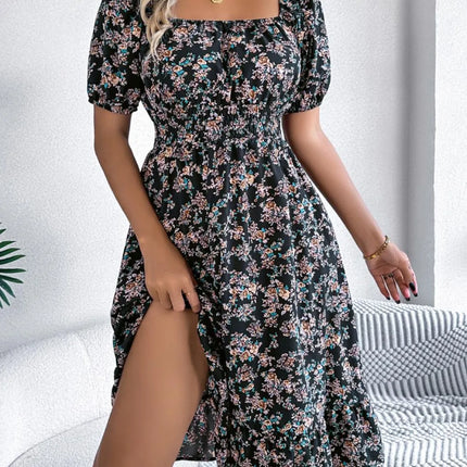 Ruffled Hem Floral Puff Sleeve Dress - Image 7
