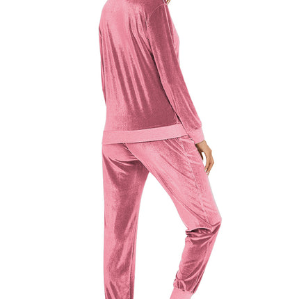 Round Neck Long Sleeve Loungewear Set with Pockets - Image 9