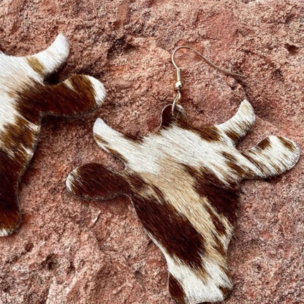 PU Leather Bull Head Earrings - Image 2