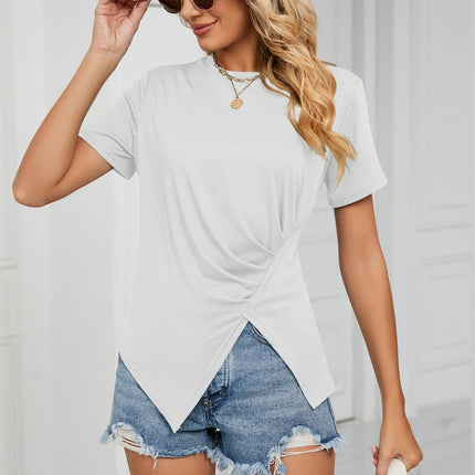 Ruched Hem Detail Crewneck T-Shirt - Image 11