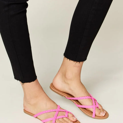 WILD DIVA Crisscross PU Leather Open Toe Sandals - Image 6