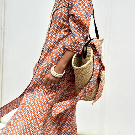 Tied Button Up Three-Quarter Sleeve Dress - Image 11