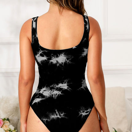 Tie-Dye Scoop Neck Wide Strap Active Bodysuit - Image 23