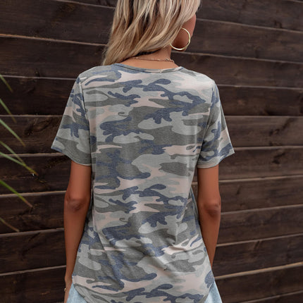 Glitter V-Neck Short Sleeve Tee Shirt - Image 7