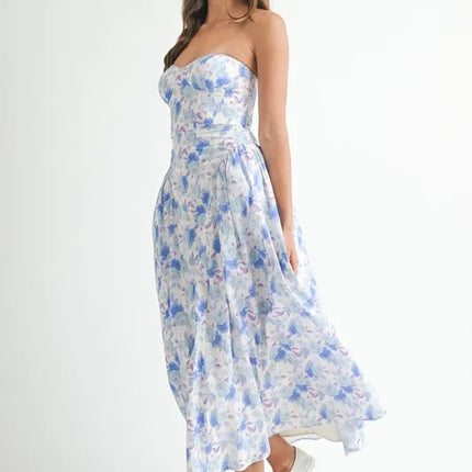 MABLE Sweetheart Neckline Floral Printed Midi Dress - Image 5