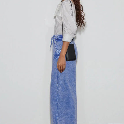 Zenana Washed French Terry Palazzo with Pockets - Image 3