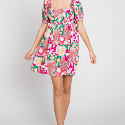 GeeGee Floral Ruff Sleeve Mini Dress - Image 4