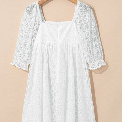 Lace Puff Sleeve Empire Waist Mini Dress - Image 8