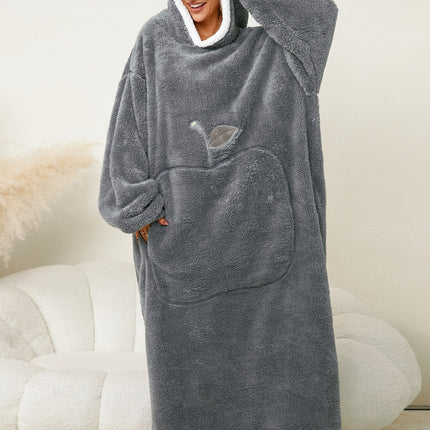 Pocketed Contrast Long Sleeve Hooded Lounge Dress - Image 13